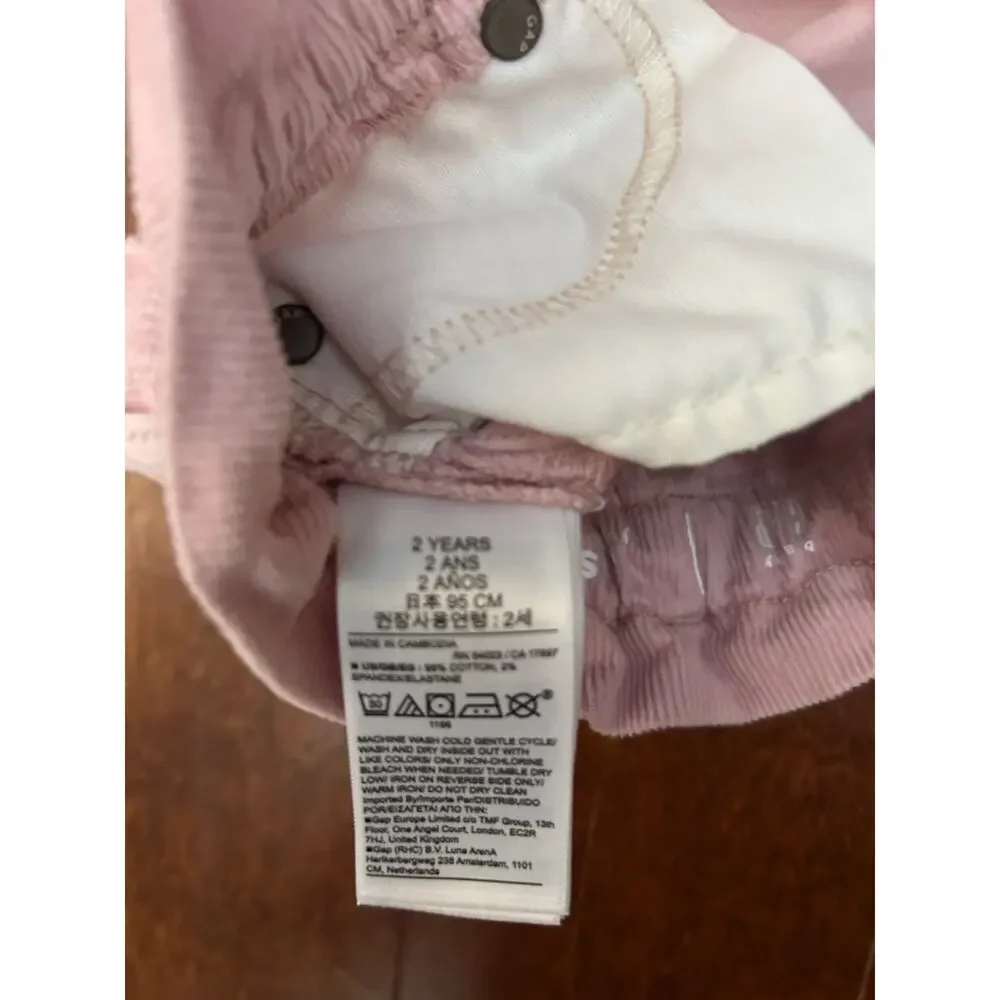 GAP Baby Off-White and Pink Corduroy Ruffle-Waist Stride Pants, Set of 2, Size 2